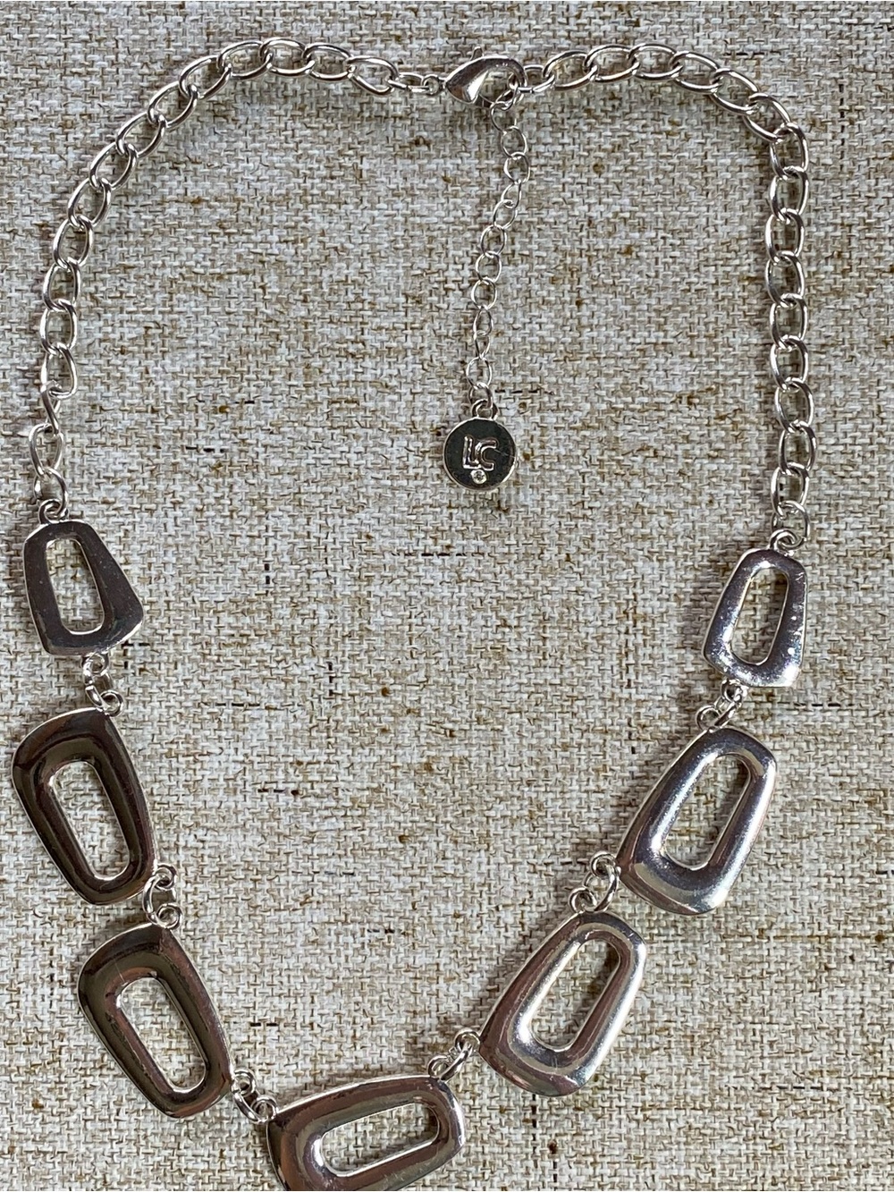 Liz Claiborne Silver Open Geometric Link Necklace